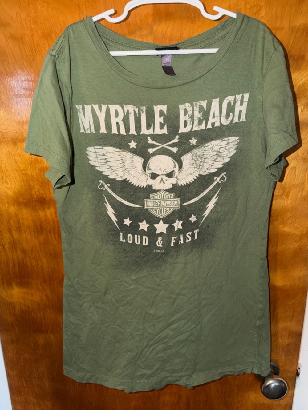 Harley-Davidson Olive Green Myrtle Beach Skull Graphic Tee